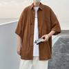 Camisa masculina listrada de verão com gola quadrada simples e moderna, nova chegada, camisa popular diária para jovens