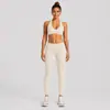 Conjunto de Sutiã Esportivo Transfronteiriço, Top Fitness Beauty Costas Cruzadas, Leggings Justas de Cintura Alta de Secagem Rápida, Conjunto de Duas Peças para Yoga