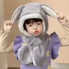 2026 Nuevo Sombrero de Conejo Otoño/Invierno Versátil Cálido Cortavientos Forrado de Felpa Grueso Conjunto de Bufanda Lindo Dibujo Animado Sombrero de Peluche