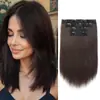 Extensões de Cabelo Peruca Transfronteiriça Conjunto de 4 Peças Clip-In Cabelo Curto Liso Peças de Peruca Europeias e Americanas 14 Polegadas 120g Extensões de Cabelo de Fibra Química