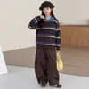 Conjunto de outfit de otoño para niñas 2026 estilo nuevo, cárdigan de punto moderno y pantalones de pierna ancha para adolescentes
