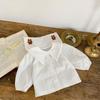Ins2025 Mameluco para Bebé Estilo Nuevo Unisex Bebé Sencillo Color Sólido Bordado de Oso Cuello Camisero Mameluco Largo