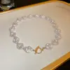 Collar de Perlas de Imitación Irregulares Barroco con Cierre de Hebilla Diseño con Sentido Cadena para Clavícula Elegante Moda Destacado Cadena de Perlas para Mujer