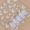 Redanco5D Relieve Popular Dibujo Animado Pegatina para Uñas Hermosa Mariposa Plateada Rota Pegatina Estéreo para Uñas He1523
