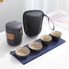 Juego de Té de Viaje de Cerámica Negra Lu Bao Taza Expreso Portátil Coche Exterior Una Olla Cuatro Tazas Creativo Juego de Té de Gres