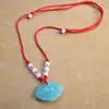 Collar de cuerda roja con cerradura de seguridad de vidrio de larga duración y rico candado para pareja, collar de jade Hetian de imitación de año animal