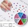 Caixa com 6 Compartimentos 2mm Zircônia Bolhas Transparentes Coloridas Aurora Semicírculo Pérola Flor Joia para Nail Art Olho de Gato Diamante
