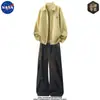 Conjunto de Camisa de Solapa Bordada de Alta Calidad Co-Branded de la NASA para Hombre, Conjunto Completo de Atuendo de Moda Casual Holgado