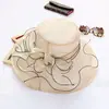 Chapéus de Verão Europeus e Americanos para Mulheres, Chapéu Dobrável com Proteção Solar para Exterior, Chapéu de Topo Plano, Design de Chapéu com Flor em Organza para Proteção Solar