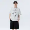 Nueva Moda 250g Estampado de Letras Americanas Manga Corta Verano Sensación de Hielo Marca de Tendencia Camiseta Unisex Versátil Elegante