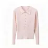 2026 Nova Camisa Polo de Tricô Manga Longa Estilo Coreano Blusão Color Block Emagrecedor Escondendo Defeitos Camada Base Outono