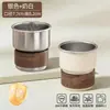 Copo para Enxaguante Bucal de Aço Inoxidável 304, Copo para Escova de Dentes, Copo Odontológico para Casal, Porta-Escova de Dentes, Caixa de Armazenamento, Porta-Copos de Madeira Maciça