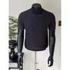 Camiseta de Tricô com Manga Curta para Homens, Gola Meia-Alta, Textura Canelada, Estilo Old Money, Seda de Gelo, Verão, Atacado de Fábrica Transfronteiriço