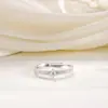 Anillo de Trébol Rayado de Circonita de Plata de Ley S925 Minimalista para Mujer Nicho Lujo Ligero Temperamento Alto Grado Minimalista Anillo Abierto