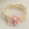 Faixa de Cabeça para Bebê, Faixa de Cabeça com Proteção para Moleira, Faixa de Cabeça com Laço para Menina Bebê, Acessórios de Cabelo Doces com Flores para Recém-Nascido