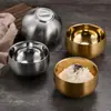 Tazón de Acero Inoxidable 304 Estilo Coreano Doble Capa Aislamiento Térmico Cantina Escolar Estudiante Tazón de Arroz Comercial Engrosado Anti-caída para Niños Tazón para Sopa