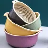 Fregadero de cocina redondo de doble capa, plástico engrosado, multifuncional, para lavar verduras y enjuagar arroz, tamaño grande, con una cesta de drenaje incorporada para uso doméstico