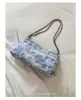Bolso cruzado de un solo hombro para mujer, bolso de axila de gran capacidad, bolso de hombro con cadena de textura a cuadros de nicho moderno