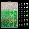 Caja de 24 compartimentos de fondo plano con perlas de imitación AB, diamantes de resina de fondo plano AB, kit de parches de joyería DIY para uñas y funda de teléfono
