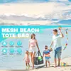 Bolsa de Praia Transfronteiriça, Sapatos, Roupa de Banho, Bolsa de Armazenamento para Viagem à Beira-Mar, Bolsa de Ombro de Malha Multifuncional, Bolsa Portátil para Natação