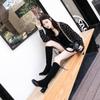 Botas de tacón grueso para aumentar altura, delgadas, ajustadas, por encima de la rodilla, con manga elástica, ajustadas, para mujer, nuevo estilo Otoño e Invierno 2025, cómodas, de gamuza
