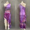 Estilo Europeo y Americano Transfronterizo 2026 Nuevo Retro Estampado Patchwork Asimétrico Vestido Largo Ajustado Vestido con Abertura Alta