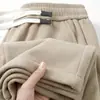Pantalones de chándal de pana para hombre Otoño Invierno Forro polar Gruesos Cálidos Caída Pierna recta Casual Sueltos Pierna ancha Pantalones largos
