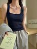 Camisola Sexy Blanca Traje de Mujer con Parte Inferior que se Puede Usar Afuera Sin Mangas Cuello Cuadrado Top de Gama Alta