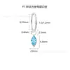Argola de Orelha em Liga de Titânio F136 Banhada a Vácuo em Ouro Branco Zircônia Azul Pingente de Gota Rombus Cruz Brinco Piercing Brinco