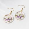 Pendientes de Flores Reales Explosiones Transfronterizas Flores Eternas Manualidades de Resina Joyería Pensamiento Pendientes de Acero Inoxidable Regalo para Novia