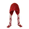 Sombrero de Lana Cálido de Otoño e Invierno Tejido a Mano con Corte en la Puntera Estilo Étnico para Mujer con Borla Protección para las Orejas Gorro de Punto Pulóver