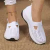 Primavera y Verano 2025 Transfronterizo TEMU talla grande Casual Cómodos Zapatos de Tela para Mujer Slip-on Zapatos de Malla Voladora Zapatos para Madre