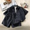 Traje de verano para niños rudo guapo bebé camisa de manga corta pantalones cortos coreanos ropa fina para niños traje de dos piezas nuevo 2025