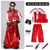 Roupas de Street Dance para Meninos Hip-Hop Outfits Modernos Infantis Marca de Moda Hip-Hop Roupa Infantil Roupa para Apresentação na Passarela de Couro Vermelho Brilhante para Meninos