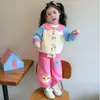 Conjunto de Dibujos Animados de Gato con Bloques de Color para Niñas, Nuevo Conjunto Deportivo Casual de Dos Piezas con Sudadera para Niñas Pequeñas, Otoño 2026