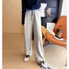 ¡Pantalones holgados de corte relajado! Pantalones casuales de pierna curva para mujer, corte diagonal, cintura suave y elástica, pantalones de pierna ancha rectos adelgazantes relajados de otoño