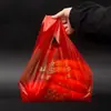 Saco de frutas saco plástico vermelho atacado saco de conveniência transparente grosso supermercado saco de embalagem para viagem saco de colete portátil
