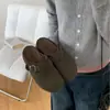 Versión de cuero genuino~Zapatos tipo slip-on para mujer estilo Birkenstock de suela gruesa con puntera cerrada que aumentan la altura interior para uso en exteriores, nuevo modelo de otoño 2026