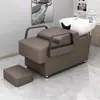 Lavabo de Cerámica para Lavado de Cabello para Salones de Belleza, Estilo Simple Semi-Reclinable, Cama de Masaje y Lavado para Salón de Belleza, Venta Directa del Fabricante