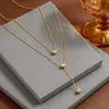 Colar de Aço Titânio Mais Vendido Internacionalmente Moda Simples Zircônia Corrente Dupla Três Diamantes Versátil