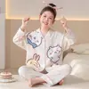 Pijama para Niños y Adolescentes 2026, Cárdigan Delgado de Manga Larga para Primavera y Otoño, Ropa de Casa con Dibujos Animados para Adolescentes, Adecuado para Usar al Aire Libre, Conjunto