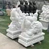 Escultura em Pedra de Mármore Branco, um Par de Batentes de Porta, Tambores de Pedra, Enfeites de Elefante em Pedra para Entrada de Casa ou Villa
