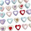 Pulsera DIY con forma de corazón de gota de aceite color macarrón, accesorios de cuentas, llavero con forma de corazón perforado, material acrílico de color sólido