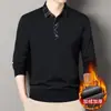 Camiseta de Invierno 2025 para Hombre, Estilo Falso Dos Piezas con Forro de Polar, Cuello Camisero, Holgada, Casual, Engrosada, Base para Hombres de Mediana Edad