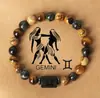 Pulsera de Joyería con Cuentas de Piedra Natural de Venta Caliente Transfronteriza en Aliexpress Pulsera de Piedra de Tigre Pulsera de Piedra con Imagen de las Doce Constelaciones Venta al por Mayor