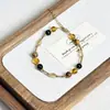 Nuevo Collar de Ágata Natural Estilo Chino Retro Cadena para Clavícula con Perlas de Aliento de Bebé Acero de Titanio Diseño de Nicho Cadena de Cristal para Suéter