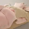 Conjunto de quatro peças de veludo de leite totalmente fosco, aquecimento rápido, antiestático, lençol de cama elétrico de pelúcia dupla face, capa de edredom, conjunto de cama 4