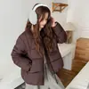 2026 Invierno Estilo Coreano Patchwork Diseño de Cremallera Versátil Simple Moderno Cálido Cuello Redondo Chaqueta Abrigo de Algodón para Mujer