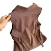 Chal sin mangas de color café elegante con cuello tipo polo para mujer, nuevo para el verano 2026, con diseño único