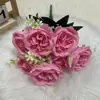 Ramo de 7 cabezas de rosa Austin Flores de seda de fábrica de alta gama directas Flores artificiales para exhibición en ventana del hogar